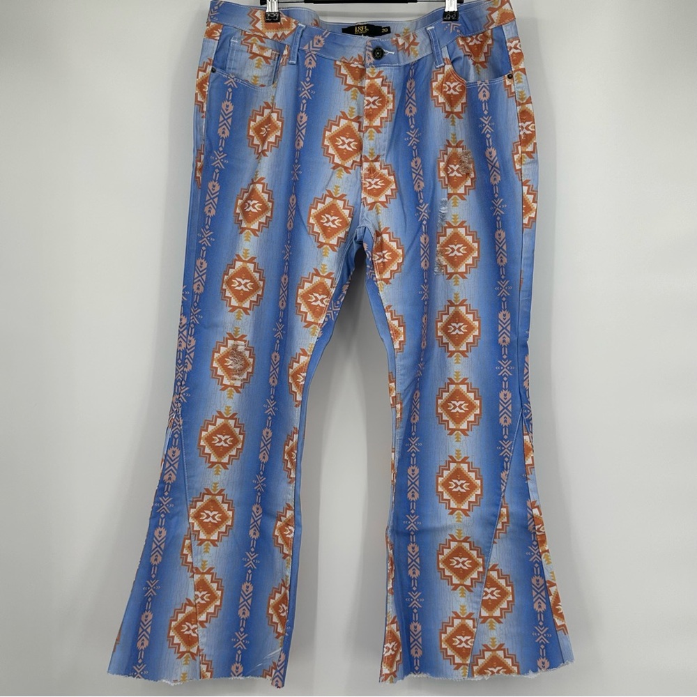 Lucky & Blessed Blue and Orange Flare Jeans